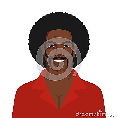 Handsome black man with retro afro hairstyle Vector Illustration