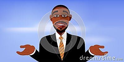 Handsome black man in a suit Cartoon Illustration