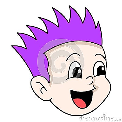 A handsome boy with spiky hair is having a happy face Vector Illustration