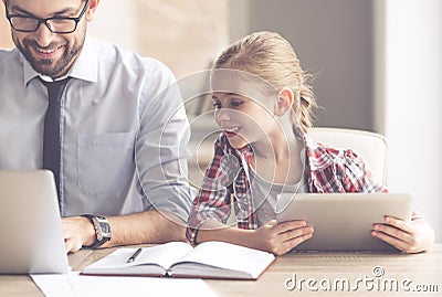 Handsome businessman and his daughter Stock Photo