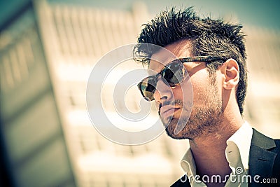 Handsome businessman with sunglasses Stock Photo