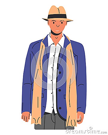 Handsome Caucasian Man in Casual Clothes. Vector Illustration