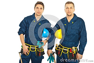 Handsome constructor workers team Stock Photo