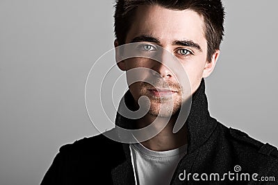 Handsome Dark Haired Male with Goatee Beard Stock Photo