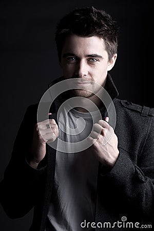 Handsome Dark Haired Male with Goatee Beard Stock Photo