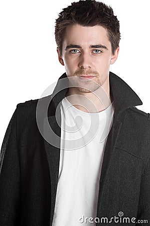 Handsome Dark Haired Male in Jacket Stock Photo