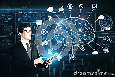 Artificial intelligence and brainstorm concept Stock Photo