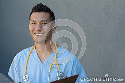 Handsome Filipino healthcare professional smiling Stock Photo