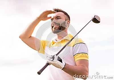 Guy playing golf Stock Photo