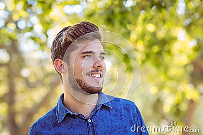 Handsome hipster looking to the distance Stock Photo