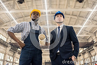 Giving Tour of Factory Production Department Stock Photo