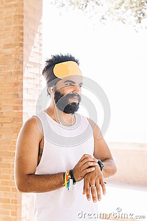Handsome latin man ready for training Stock Photo