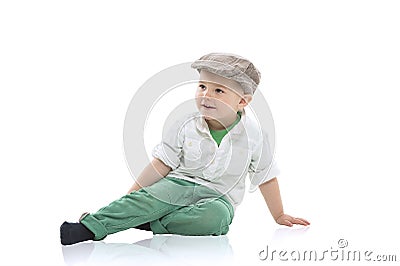 Handsome little boy in a cap Stock Photo