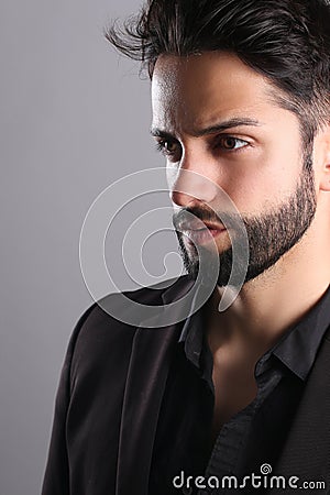 Handsome male with a low fade haircut Stock Photo