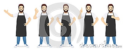 Handsome man in apron Vector Illustration