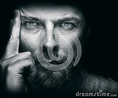 Handsome man with beard and beautiful eyes Stock Photo