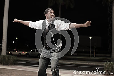 Handsome man dancing Stock Photo