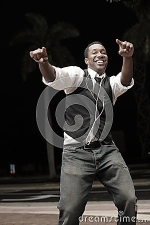 Handsome man dancing Stock Photo