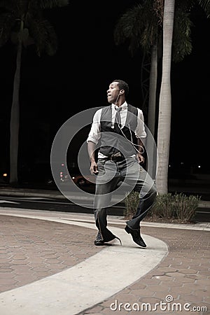 Handsome man dancing Stock Photo