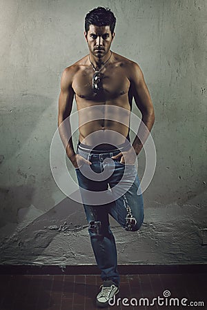 Handsome man with muscular body Stock Photo