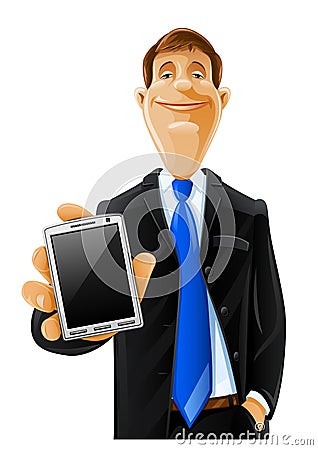 Handsome man with phone Vector Illustration