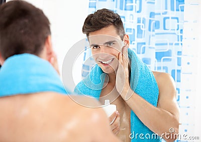 Handsome man after shave Stock Photo