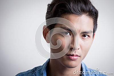 Handsome man wear denim shirt Stock Photo