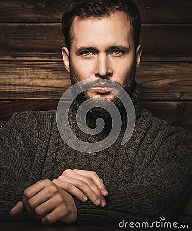 Handsome man wearing cardigan Stock Photo