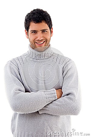 Handsome man wearing woolen sweater Stock Photo