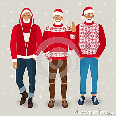 Handsome men dressed as Santa Claus Vector Illustration