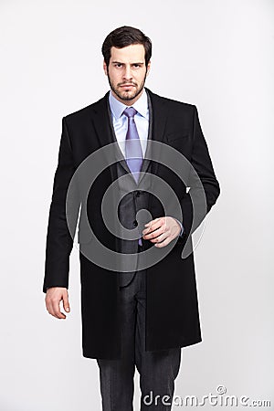 Handsome office business man with beard dressed in elegant suit, Stock Photo