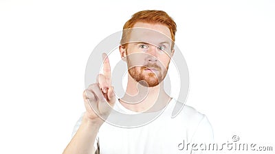 Handsome red hair man showing no sign, on white background Stock Photo