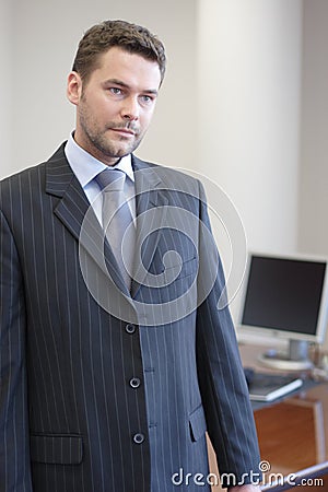Handsome standing mature boss Stock Photo