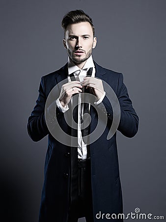 Handsome stylish man in autumn coat Stock Photo