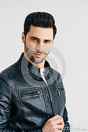 Handsome stylish man portrait on white studio background Stock Photo