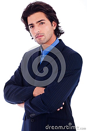 Handsome successful business man in suit half lent Stock Photo