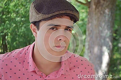 Handsome Teenager Looking at You Stock Photo