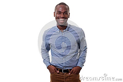 Handsome young african american man smiling by white background Stock Photo