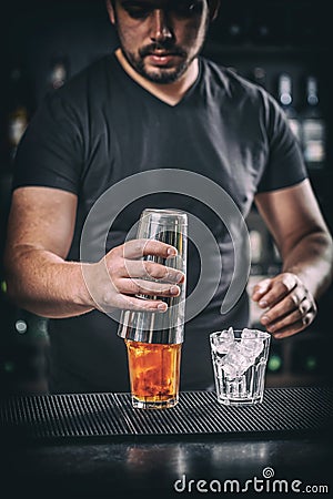 Handsome young barman Stock Photo