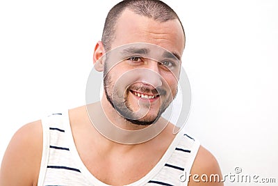 Handsome young man with short hair and beard Stock Photo