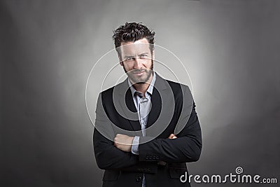 Handsome young man wearing grey suit Stock Photo