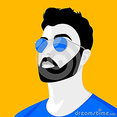 Handsome young man wearing sunglasses Vector Illustration