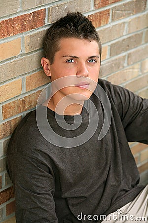 Handsome young teen boy with modern hair Stock Photo