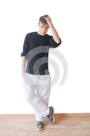 Handsome youth preoccupied Stock Photo