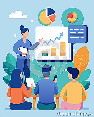 A handson workshop where attendees learn how to use financial planning software.. Vector illustration. Vector Illustration