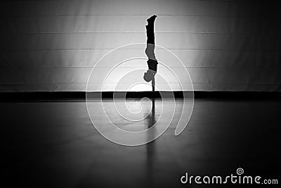 Handstand silhouette Stock Photo