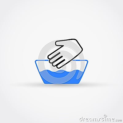 Handwash vector icon. Not machine washable symbol. Vector Illustration