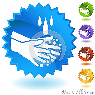 Handwashing Soap Cleanng Hands Button Vector Illustration