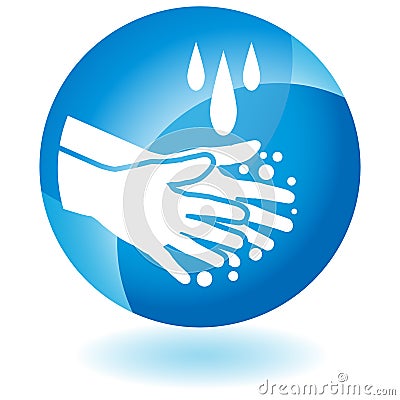 Handwashing Soap Cleanng Hands Button Vector Illustration