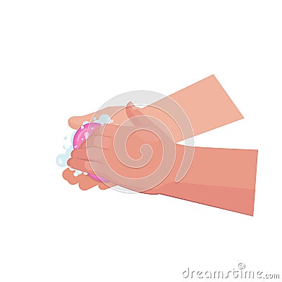 Handwashing with soap Vector Illustration